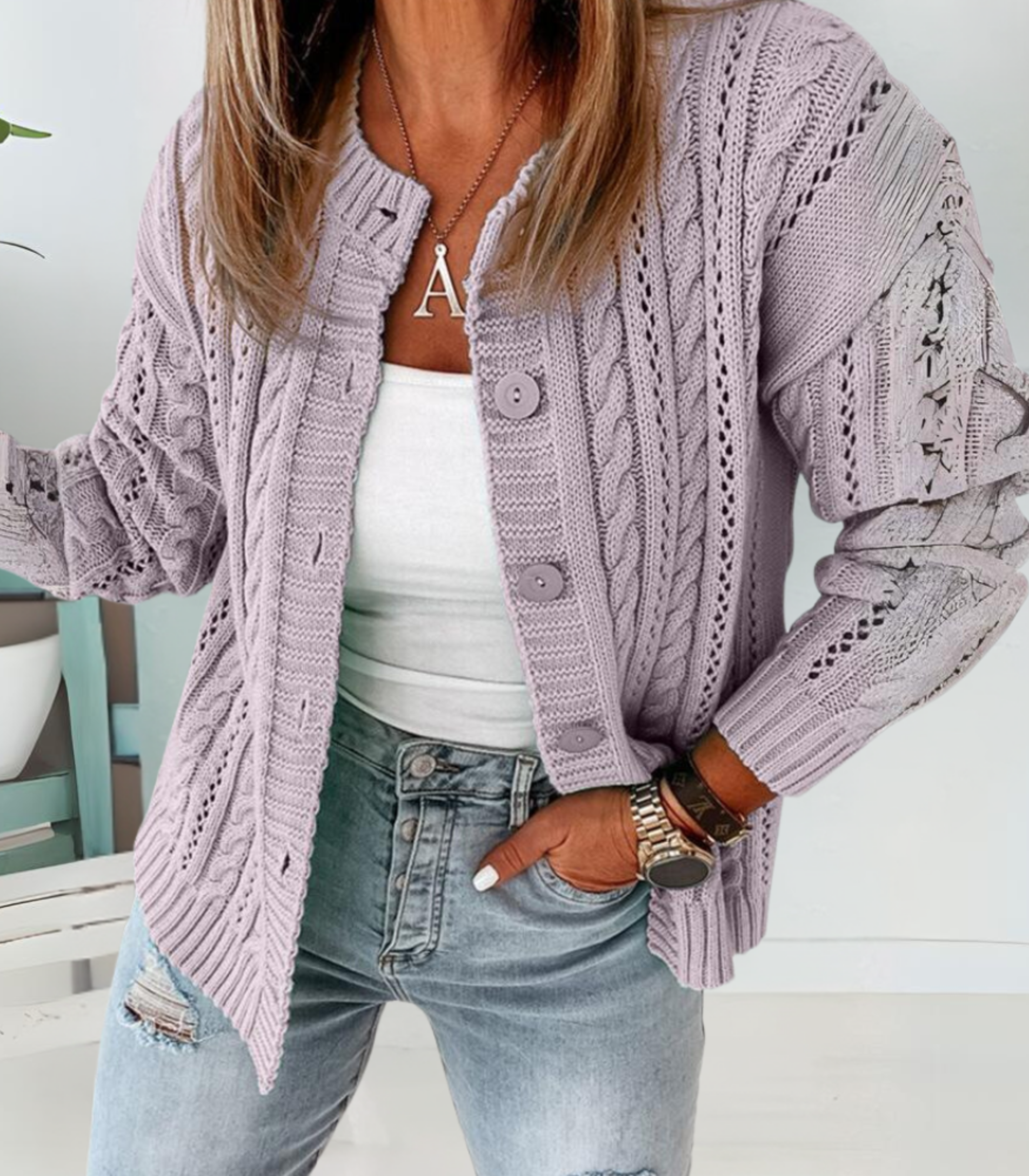 Gebreide cardigan - elegante damesknop-up trui