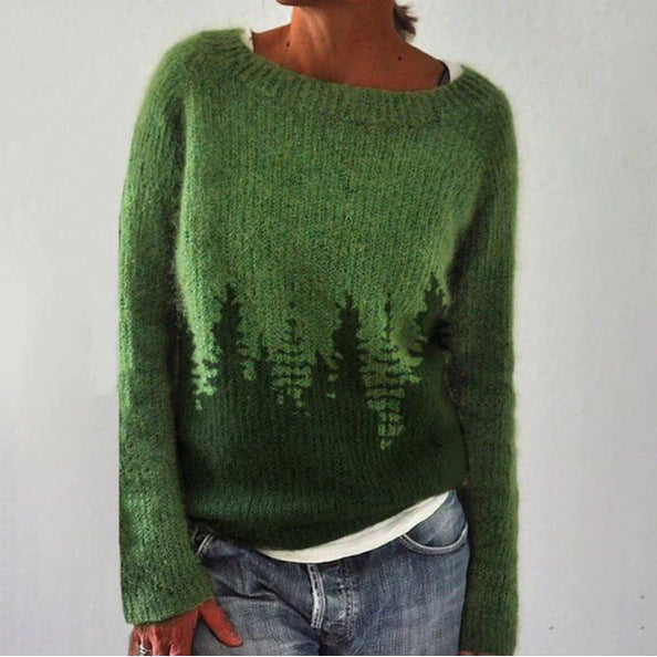 Gebreide trui - artisanale damesjumper met geometrisch design