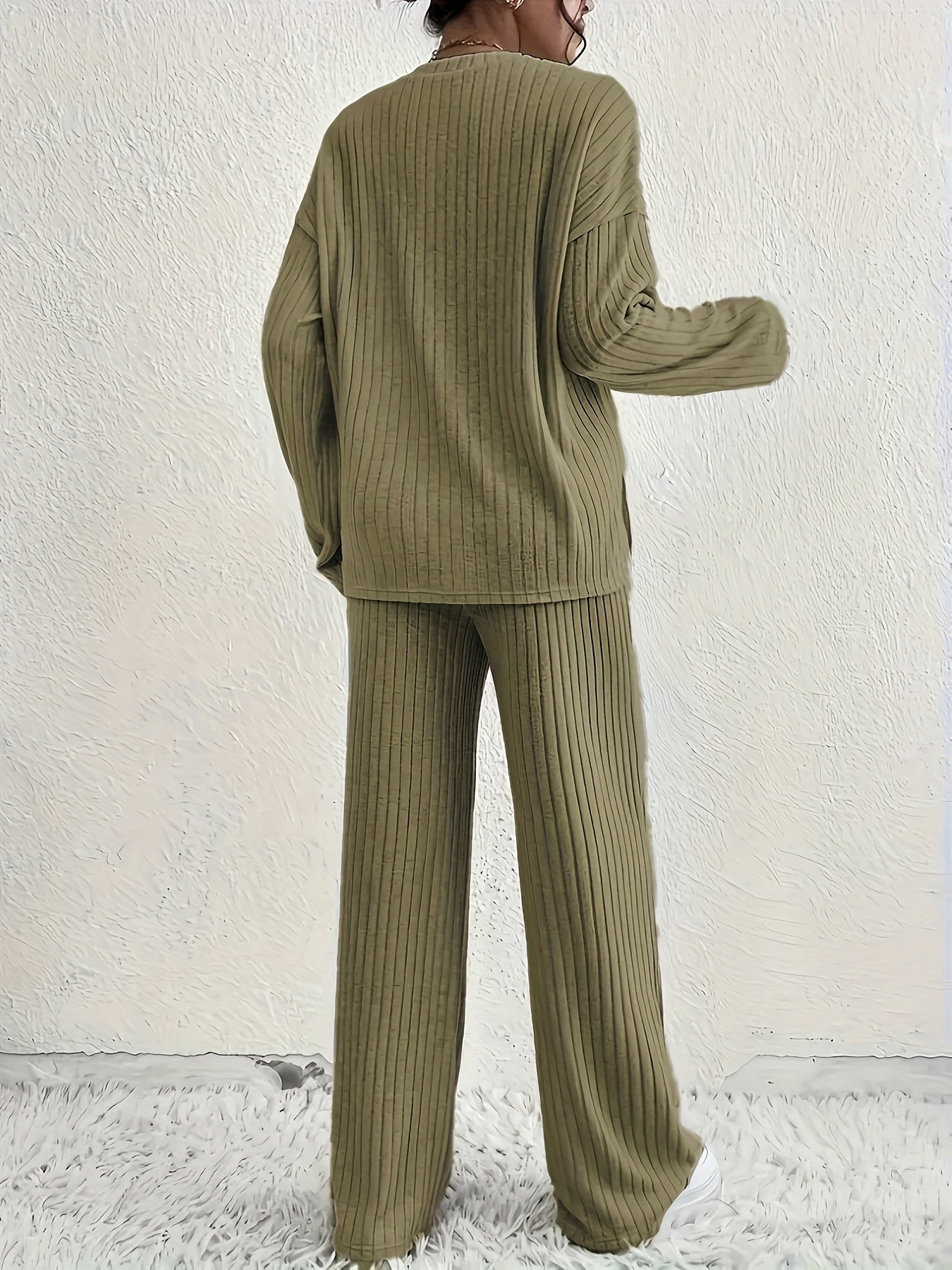 2-delige geribbelde lounge set - stijlvolle dames pyjama outfit