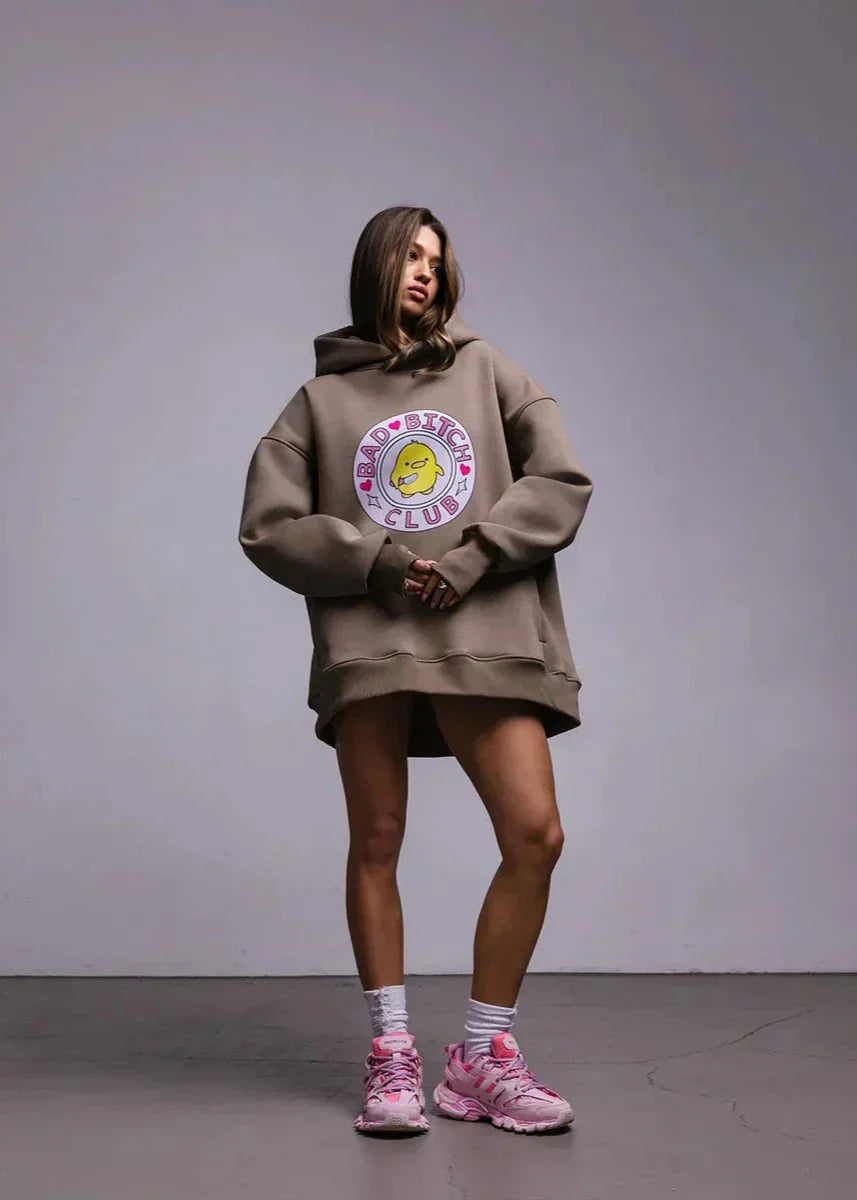 Oversized hoodie met eendenprint - casual dames sweater - Bakkermode.nl