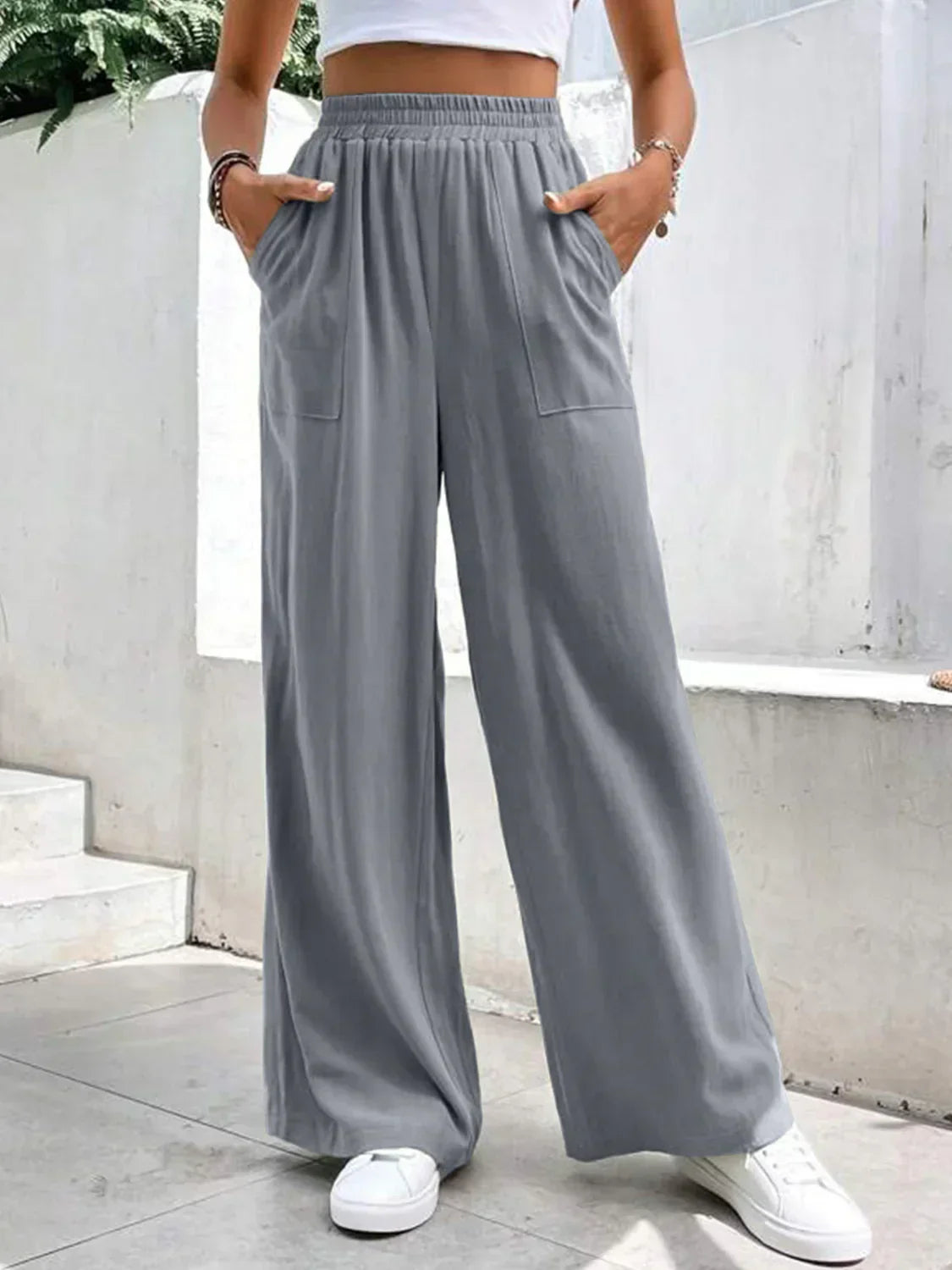 Dames wijde pantalon - luchtige casual elegantie met pockets