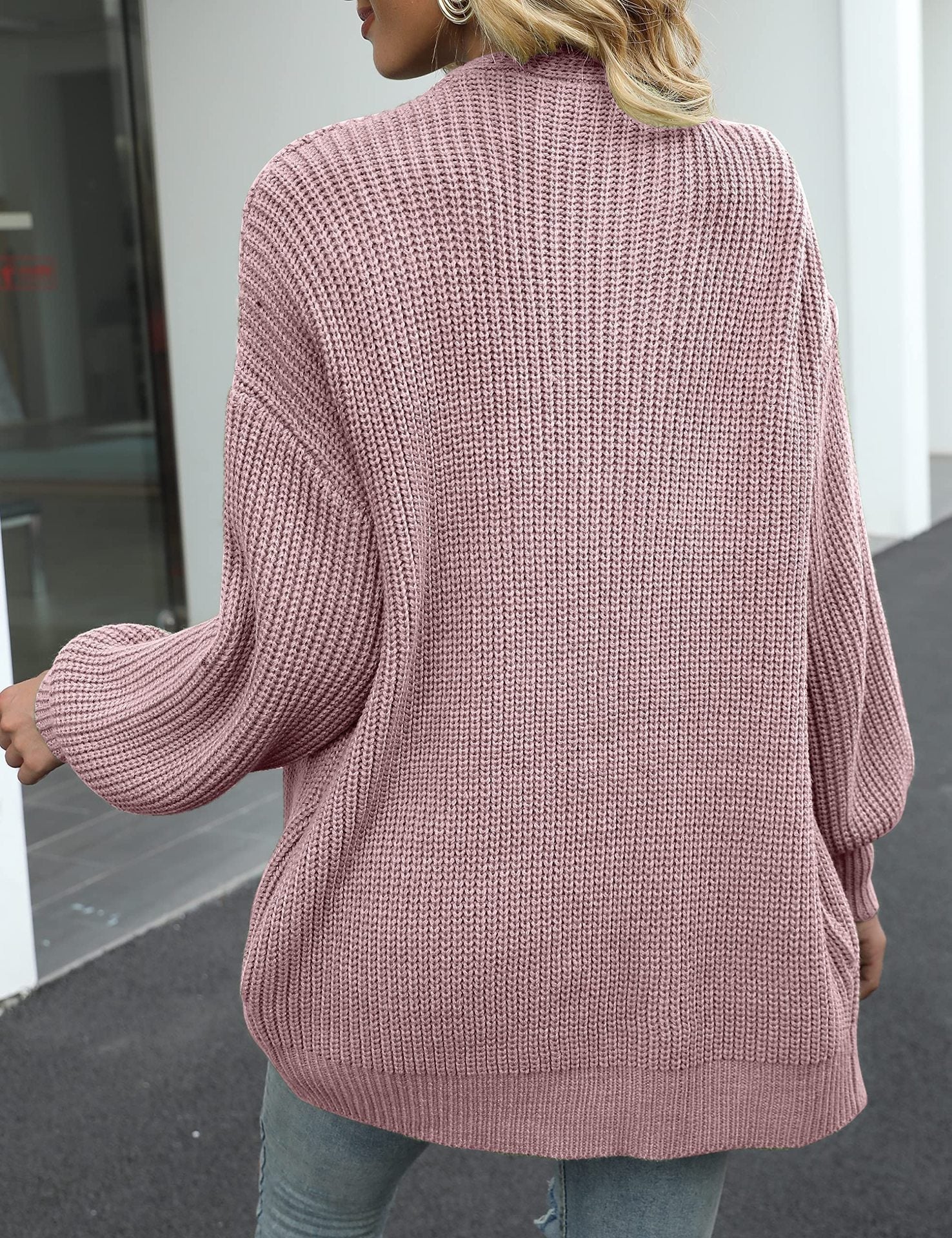 Dames gebreid vest met zakken - lange mouwen en casual los model - Bakkermode.nl