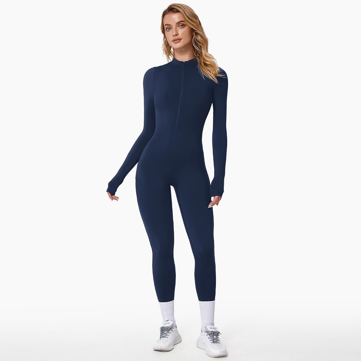 Dames jumpsuit van rekbare stof – veelzijdige lange mouwen outfit voor actieve vrouwen