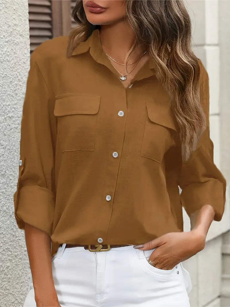 Damesblouse lichte button-up casual - veelzijdige everyday stijl voor vrouwen
