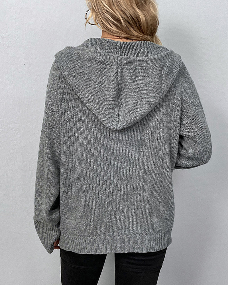 Dames cardigan - oversized gebreide hoodie - Bakkermode.nl
