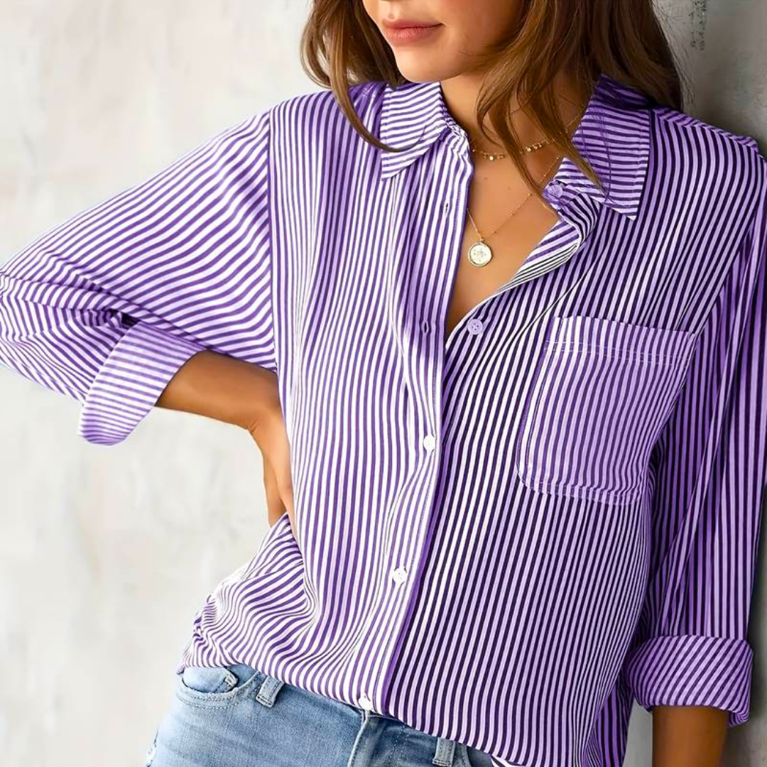 Dames gestreepte blouse met een relaxte pasvorm - veelzijdige casual shirt voor dagelijks gebruik