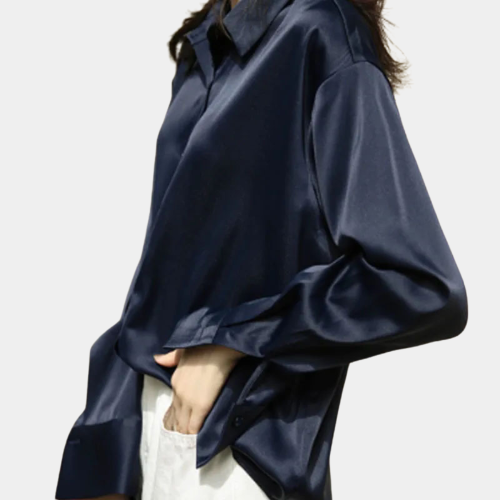 Dames satijnen blouse - klassieke loose-fit top voor moeiteloze stijl, casual of op kantoor