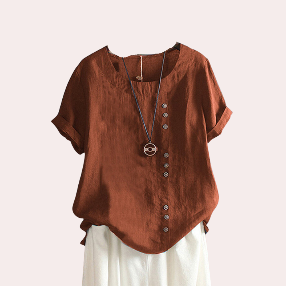 Dames casual blouse - luchtige zomer top met stijlvolle knoopdetails