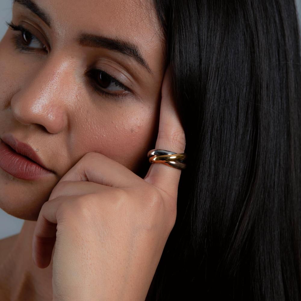 3-delige tricolour ringenset - verfijnde damesringen