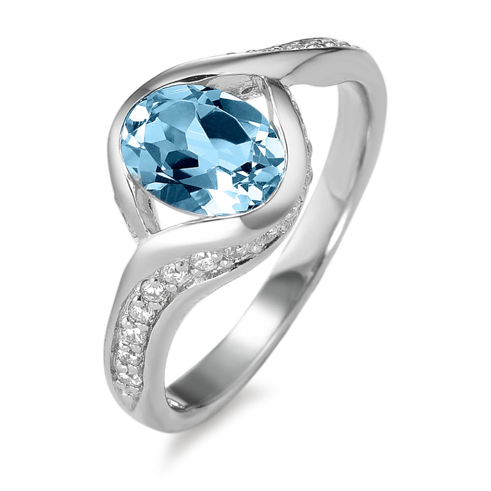 Sterling zilveren ring met blauwe topaas - dames ring met edelsteen