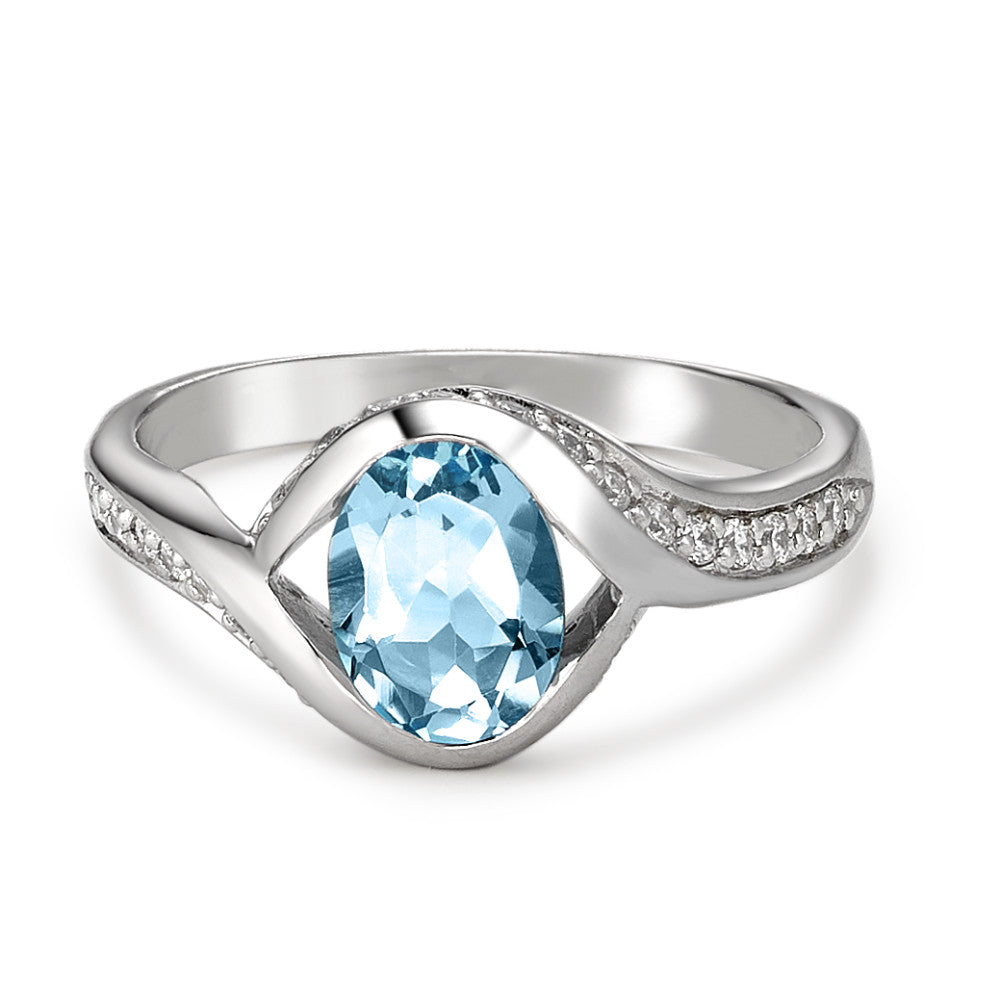 Sterling zilveren ring met blauwe topaas - dames ring met edelsteen