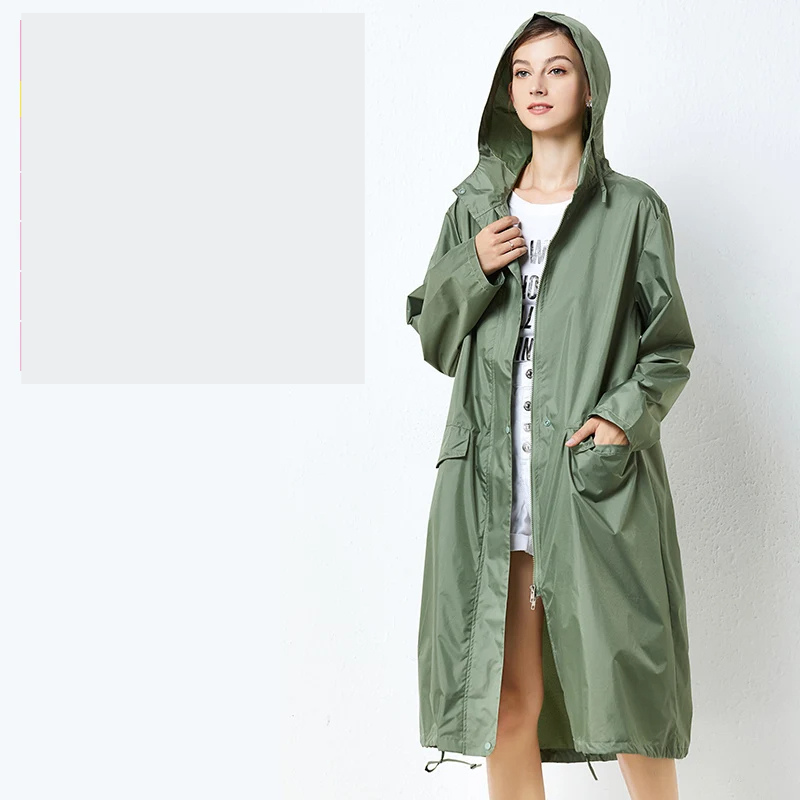 Waterdichte regenjas - lange damesjacket met capuchon