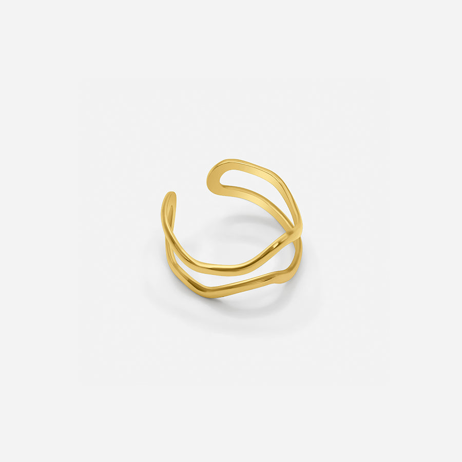 Verstelbare dubbele ring - stralend goud modern ontwerp voor avondkleding & casual gelegenheden