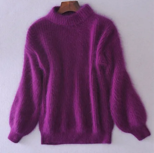 Dames gezellige fluffy trui - moderne relaxte pasvorm vintage-stijl pullover - Bakkermode.nl