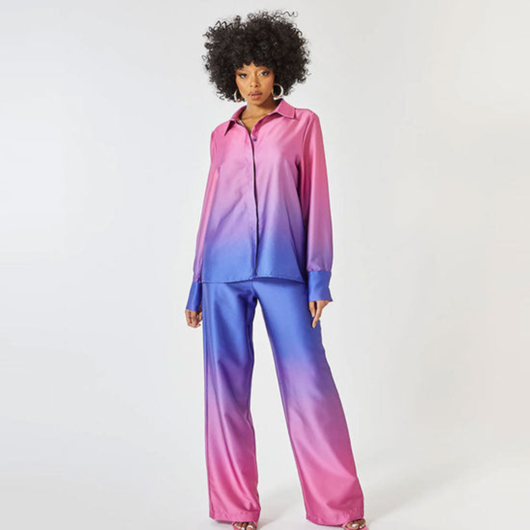 2-delige satijnen lounge set - chique dames pyjama ensemble