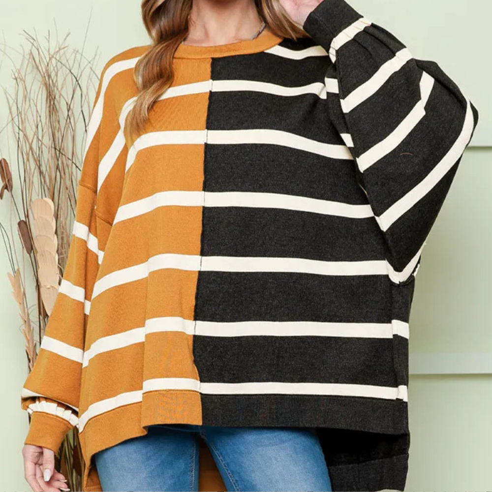 Multicolour gestreepte pullover - stylish oversized damestrui