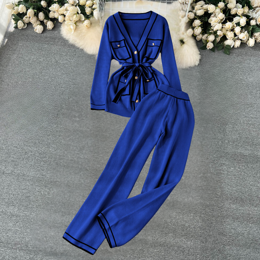 2-delige lounge set - trendy gebreide cardigan en broek