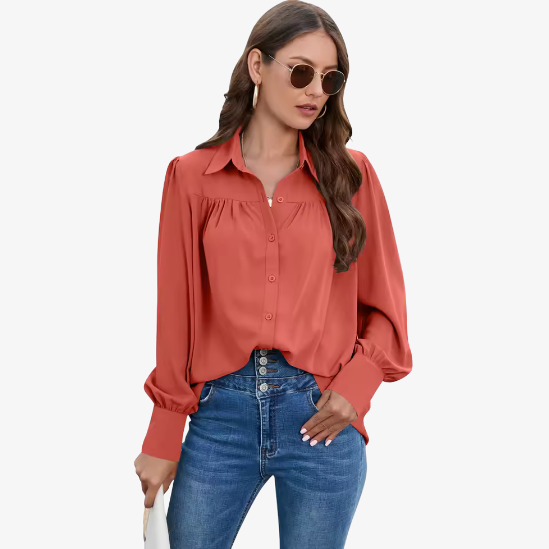 Dames chiffon blouse - tijdloze lange mouwen kantooroutfit - luchtige top voor vrouwen