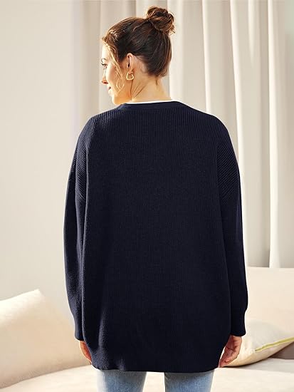 Dames oversized cardigan - relaxte fit gebreide trui met lange mouwen en knoopsluiting voor casual wear