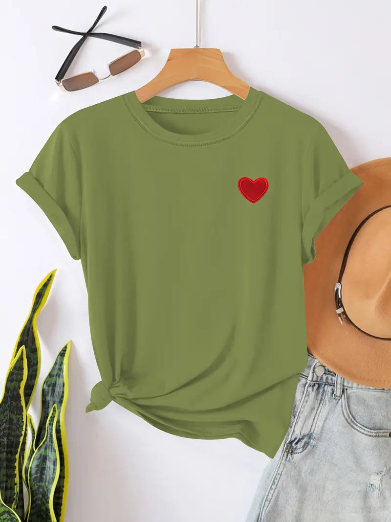 Dames casual t-shirt met hartdetail - zachte katoenen tee voor elke dag