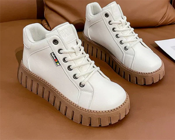 Dames high-top sneakers - trendy witte chunky zool