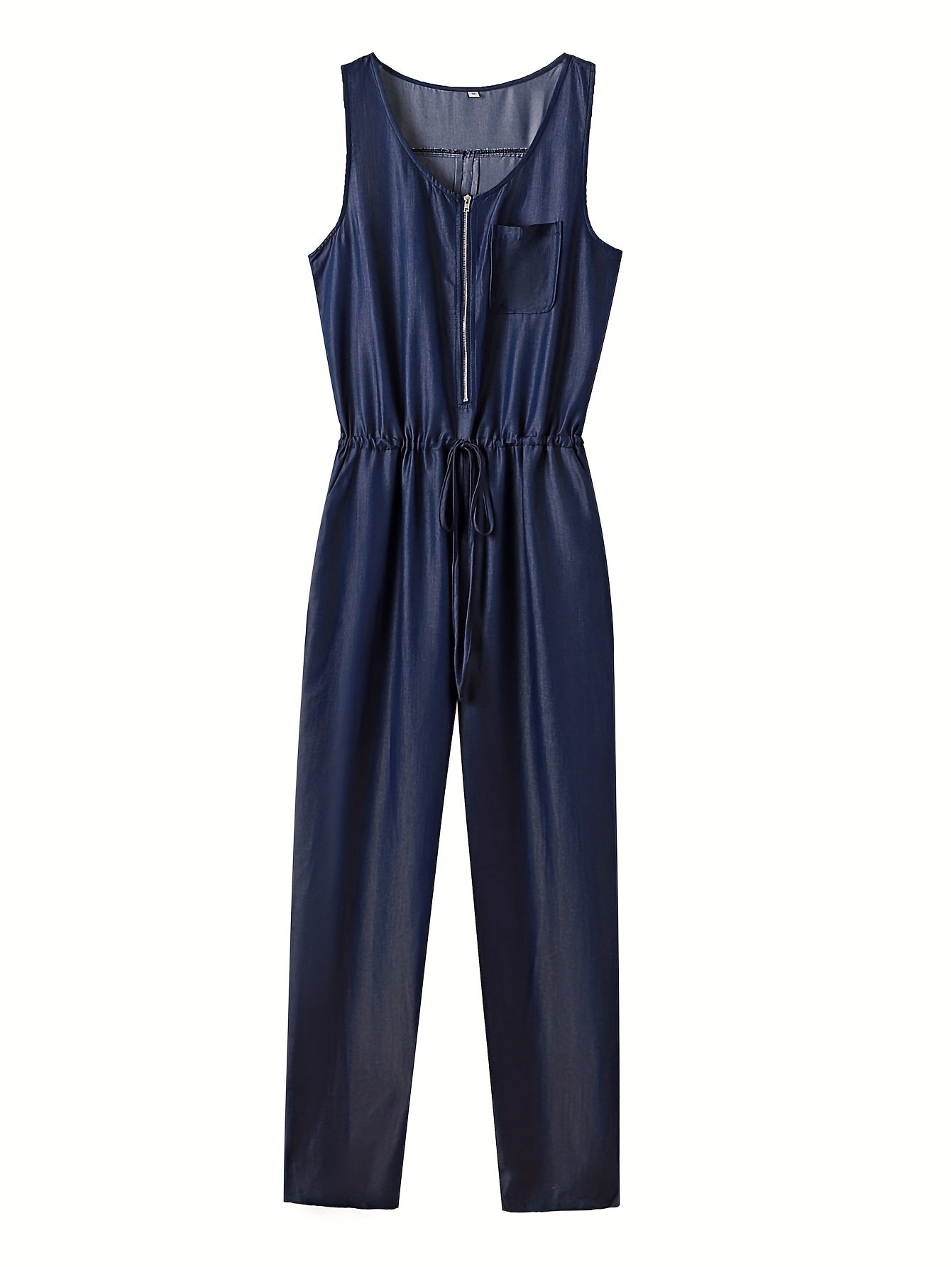 Denim jumpsuit met rits en elastische taille - stijlvolle dames playsuit