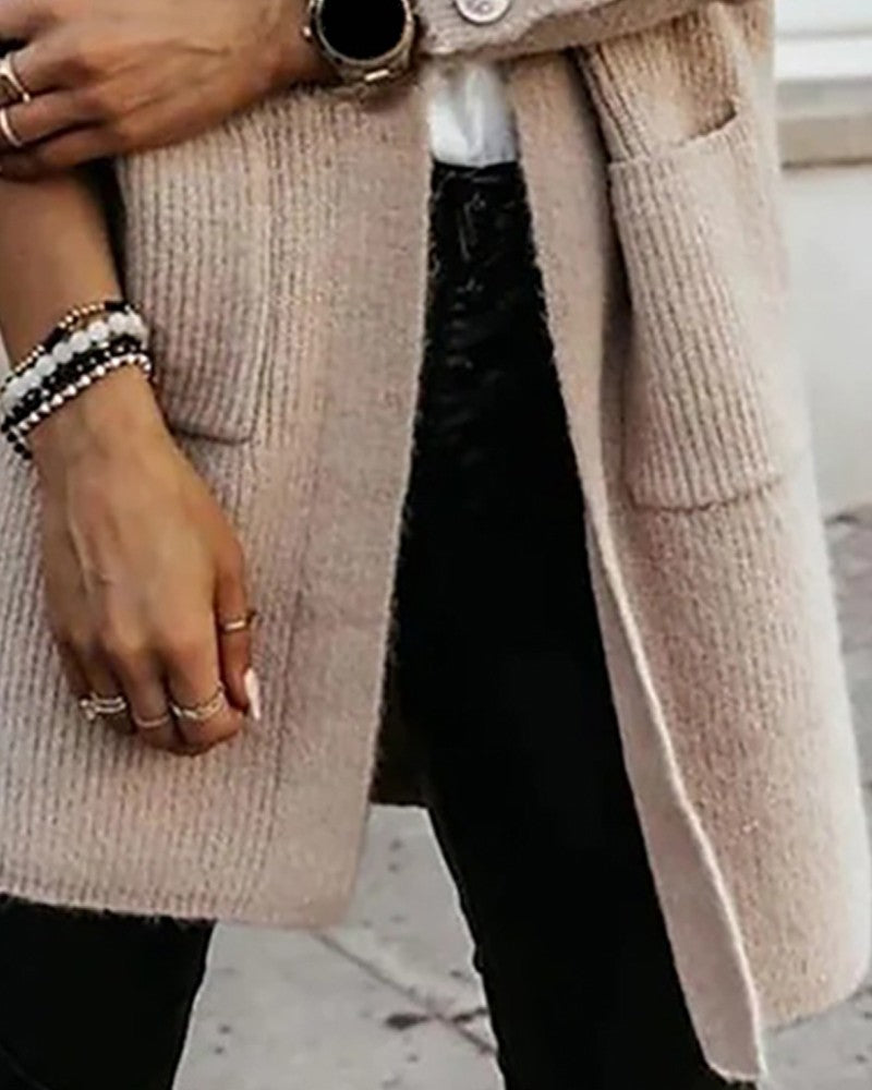 Beige gebreide cardigan - stijlvolle dames oversized open voorkant cardigan - Bakkermode.nl