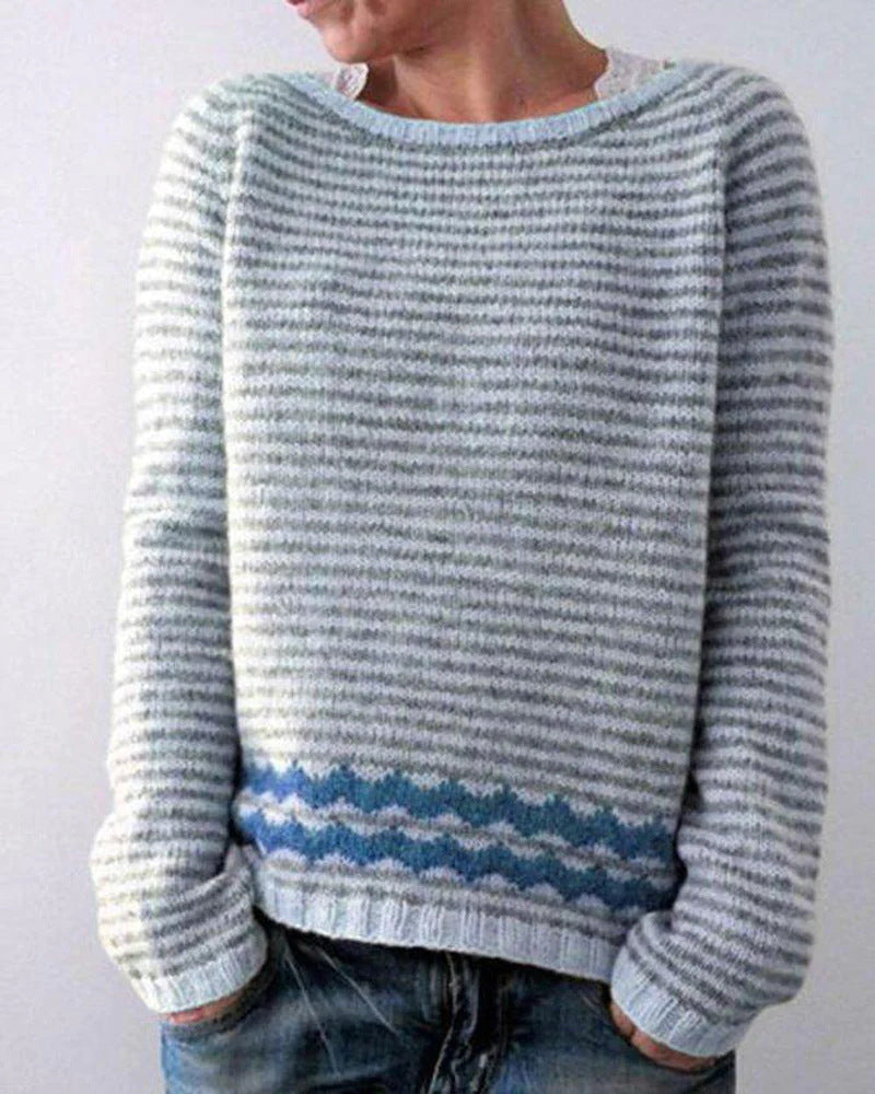 Gebreide trui - artisanale damesjumper met geometrisch design