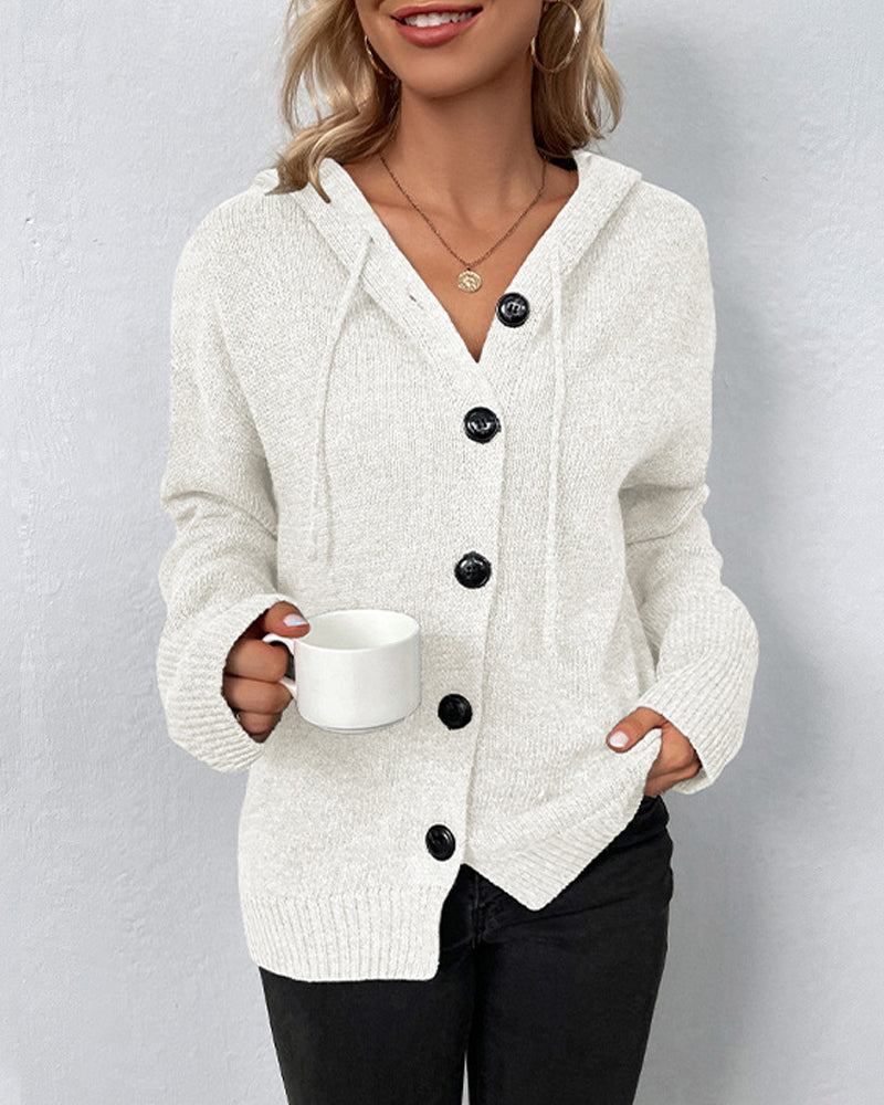Dames cardigan - oversized gebreide hoodie - Bakkermode.nl