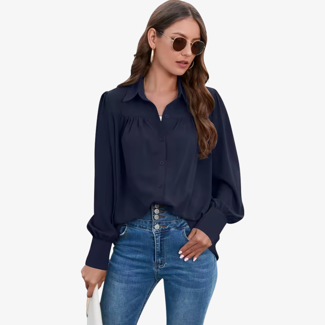Dames chiffon blouse - tijdloze lange mouwen kantooroutfit - luchtige top voor vrouwen