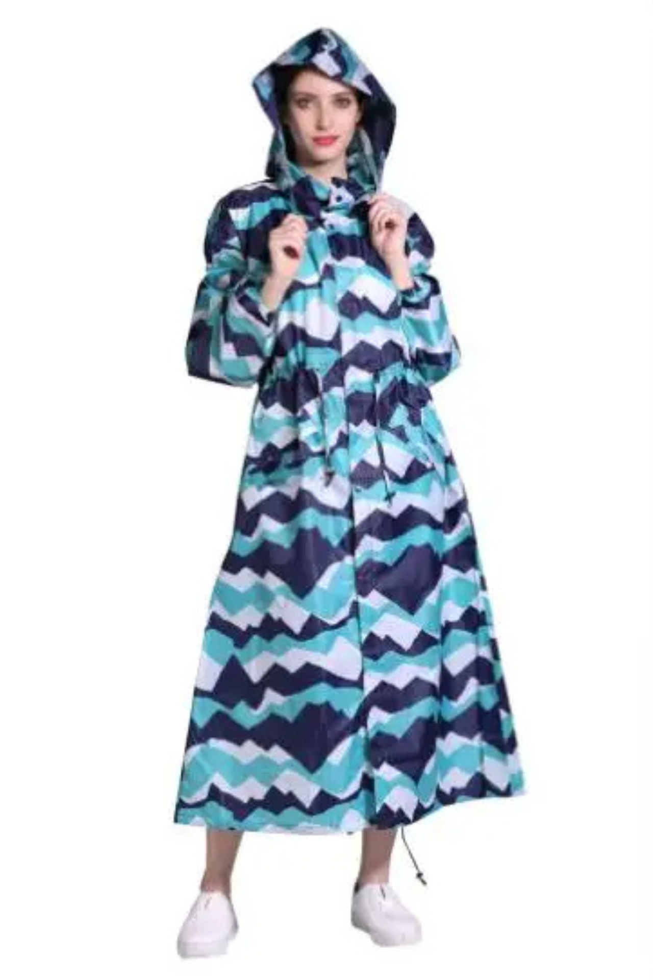 Lang bedrukte jas - stijlvolle gedessineerde dames outerwear