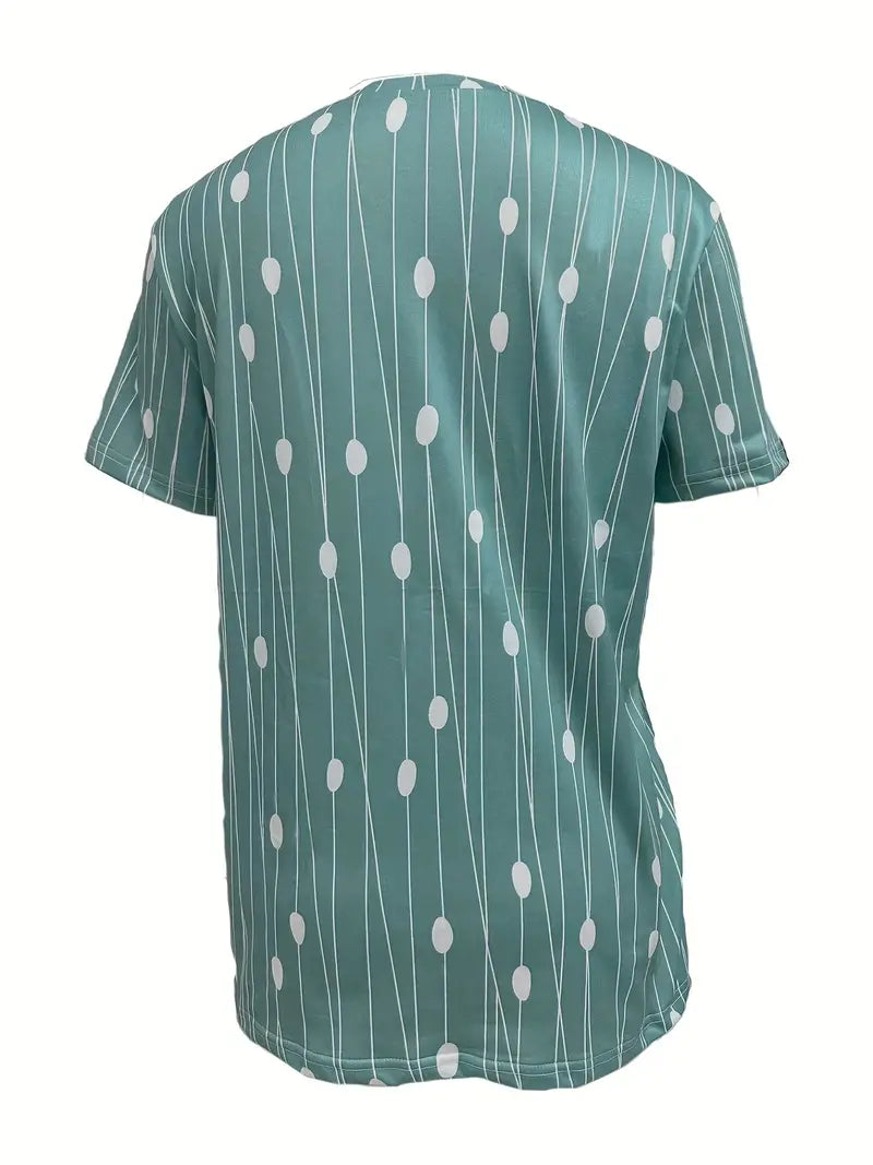 Dames casual t-shirt met stippenpatroon in groen - stijlvolle korte mouwen voor elke dag