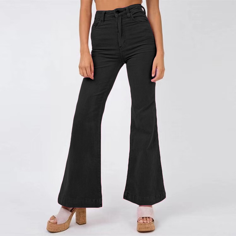 Flared corduroy broek - hoge taille dames flared pants met zakken