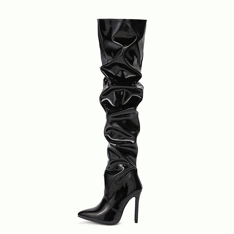 Over-the-knee laarzen - stijlvolle dames faux latex hoge hakken