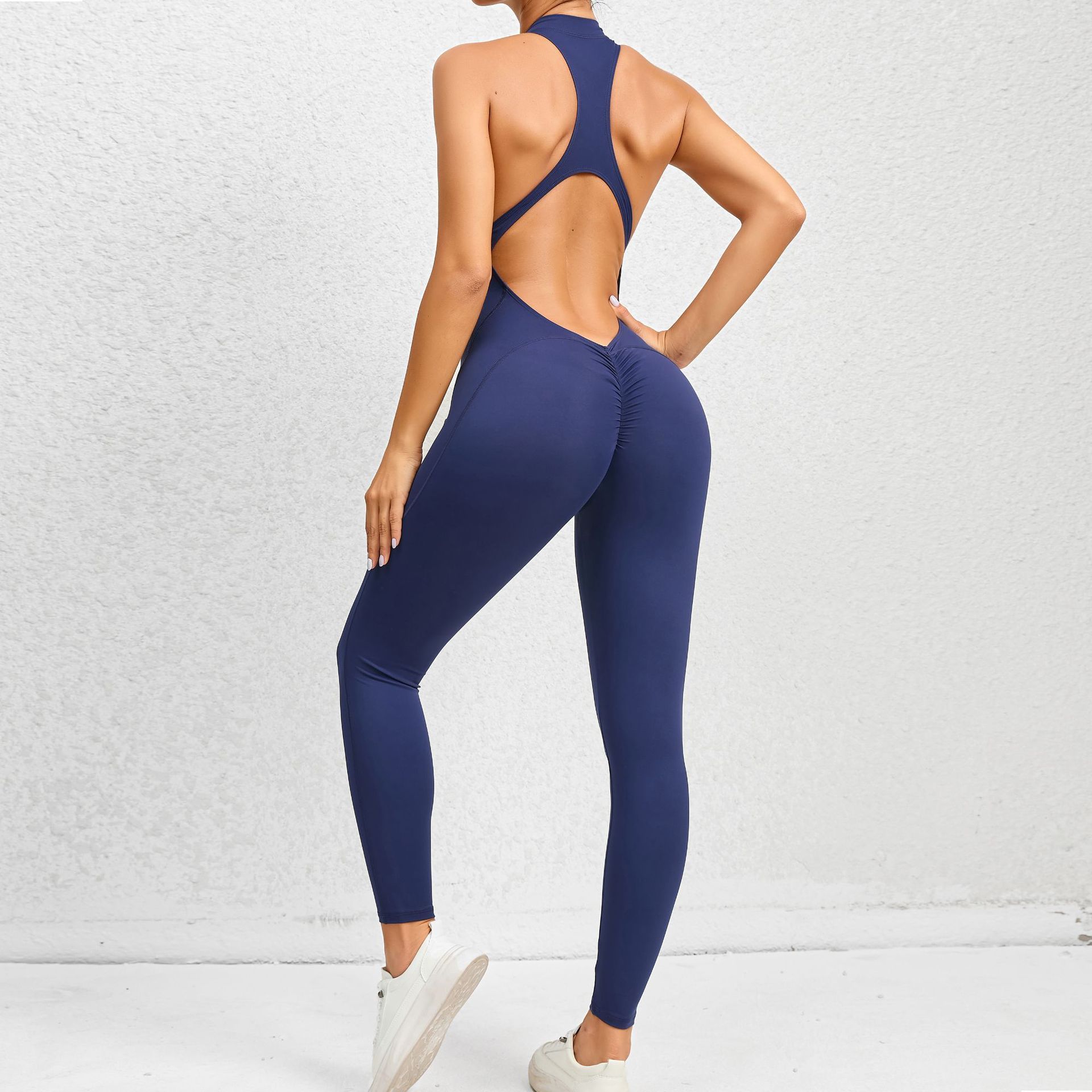 Yoga fitness jumpsuit - mouwloze stretch shapewear met buikcontrole en liftende pasvorm - Bakkermode.nl