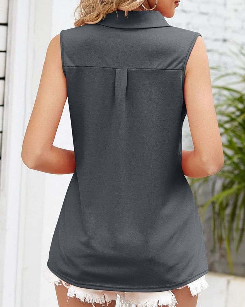 Dames mouwloze blouse - lichte zomer top - elegante casual top voor warmere dagen