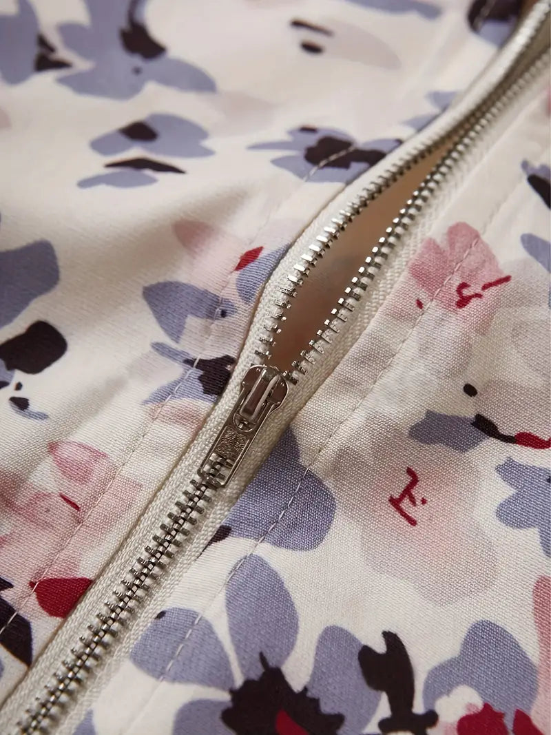 Dames multikleurige bloemen bomberjack - lichtgewicht laag voor casual uitjes en lentedagen