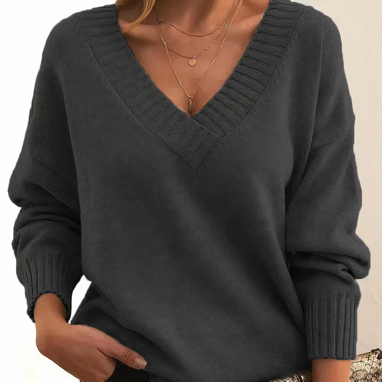 Dames v-hals kasjmier trui - elegante en gezellige jumper