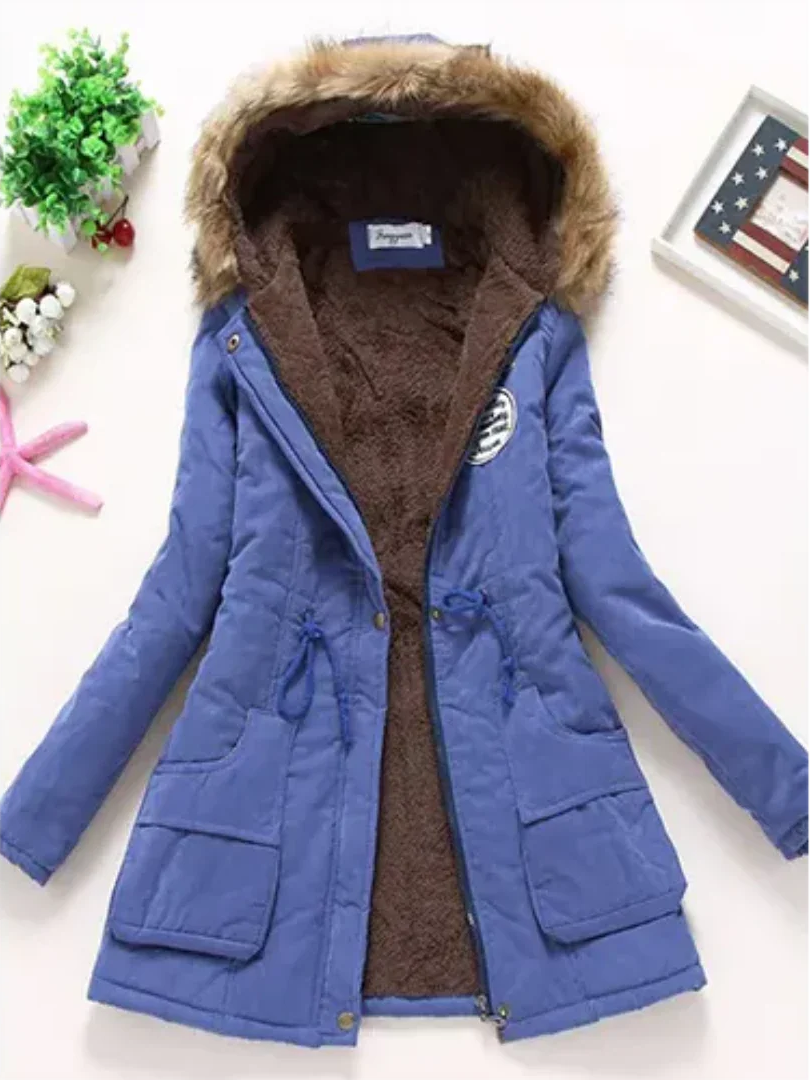Dames winterjacket met capuchon - warme gewatteerde jas voor vrouwen
