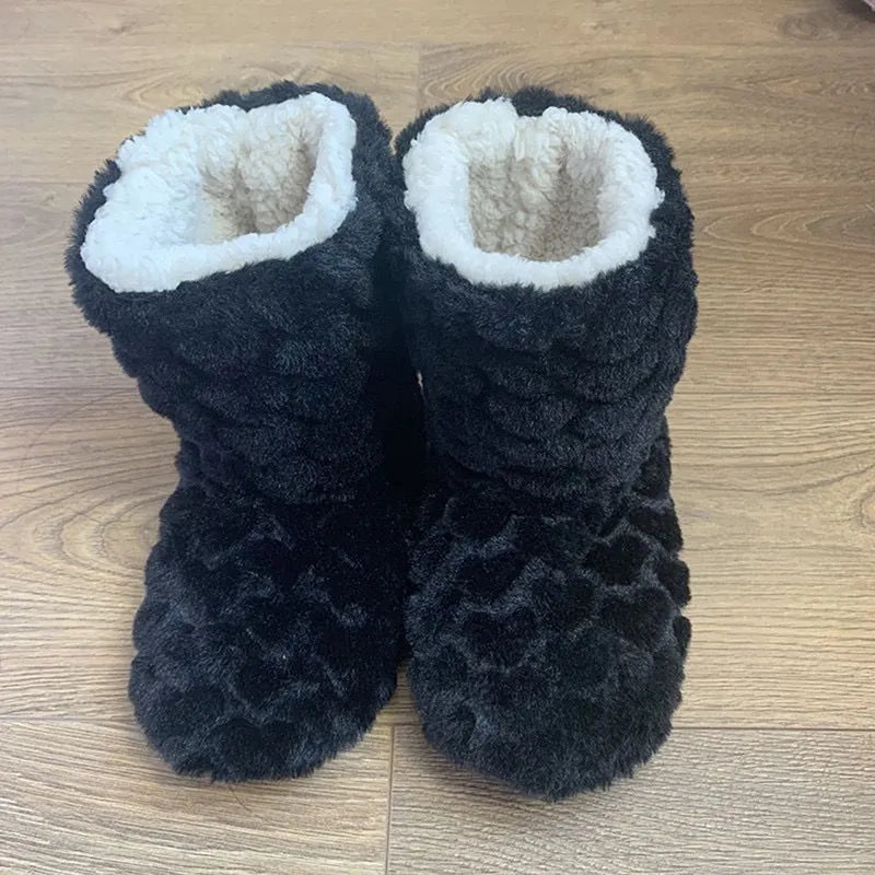 Dames pluche huisboots - gezellige faux fur sloffen - Bakkermode.nl