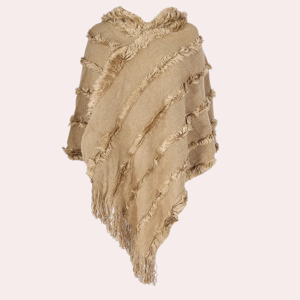 Khaki poncho - stijlvolle zachte wrap voor dames