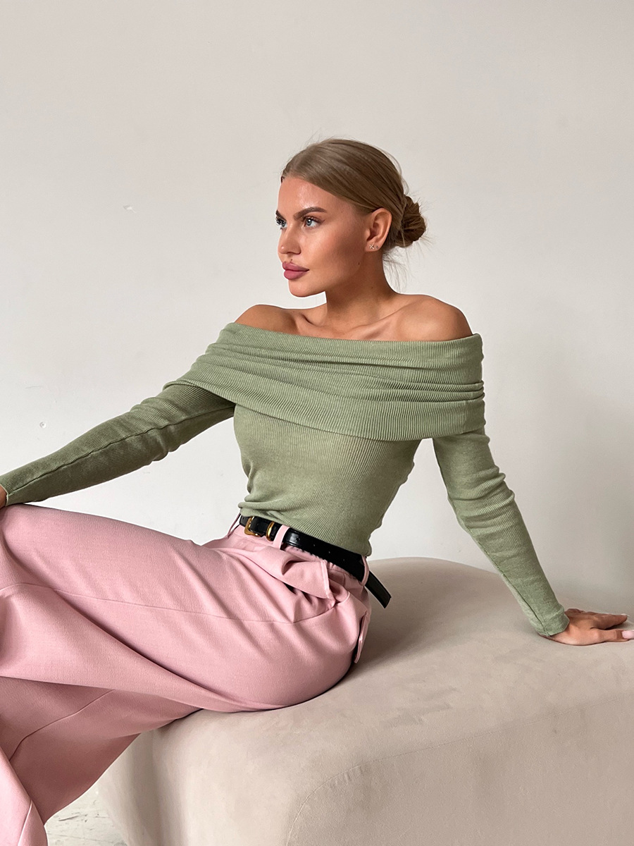 Dames off-shoulder gebreide trui - chique lange mouwen top voor casual of avondkledij