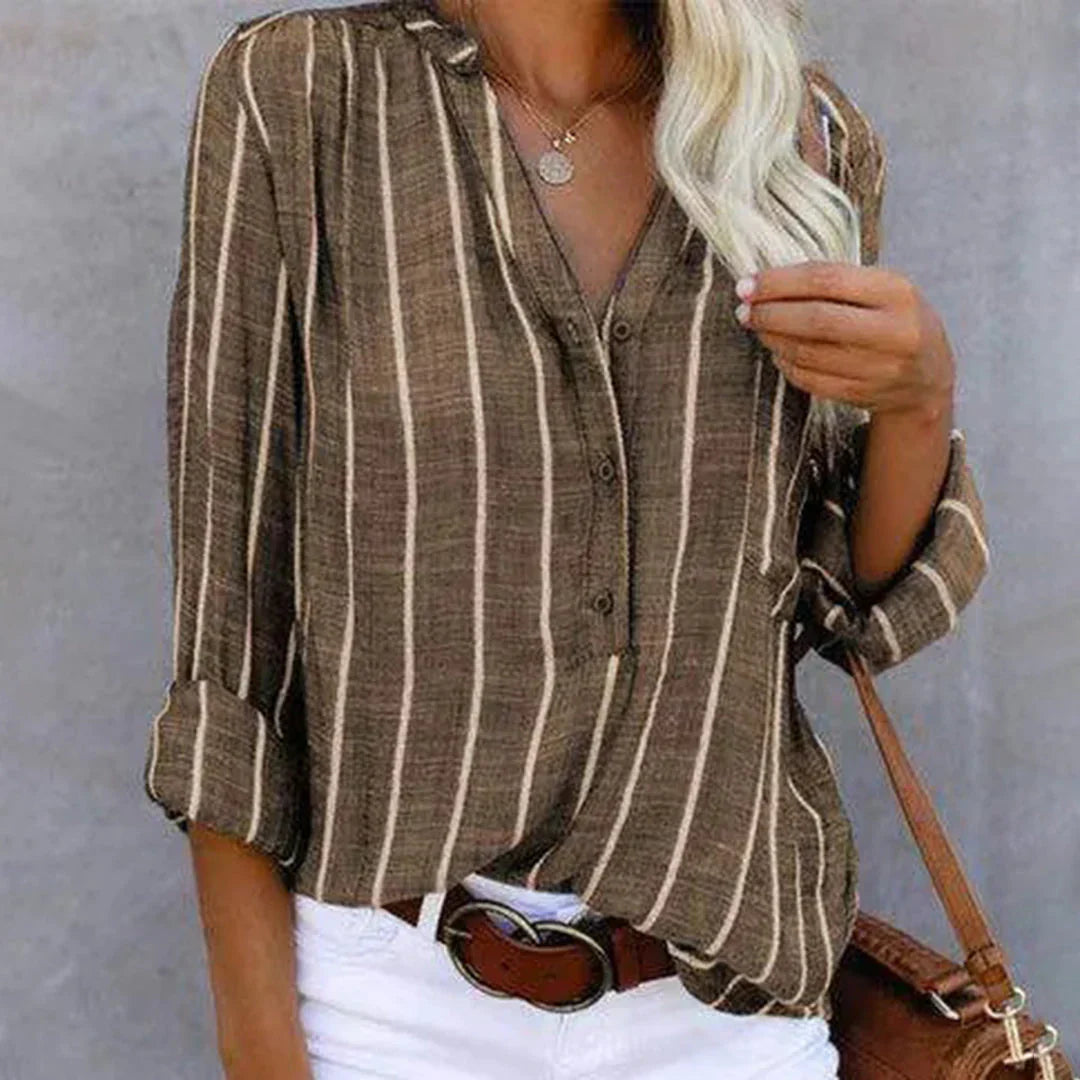 Lichte gestreepte blouse voor casual en zakelijke look - luchtige katoenmix top
