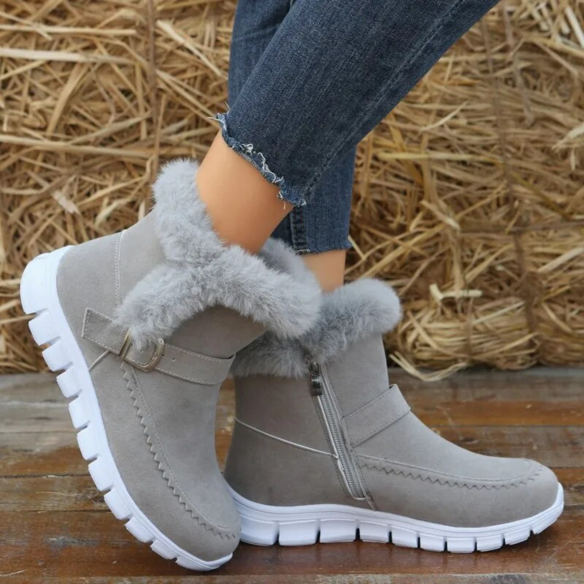 Dames winterboots - warme pluche sneeuwboots met ritssluiting