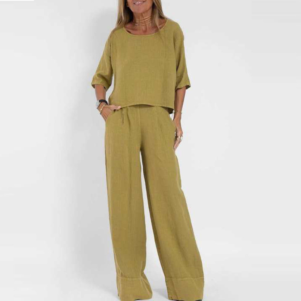 2-delige lounge set - stijlvolle dames top en wijde broek