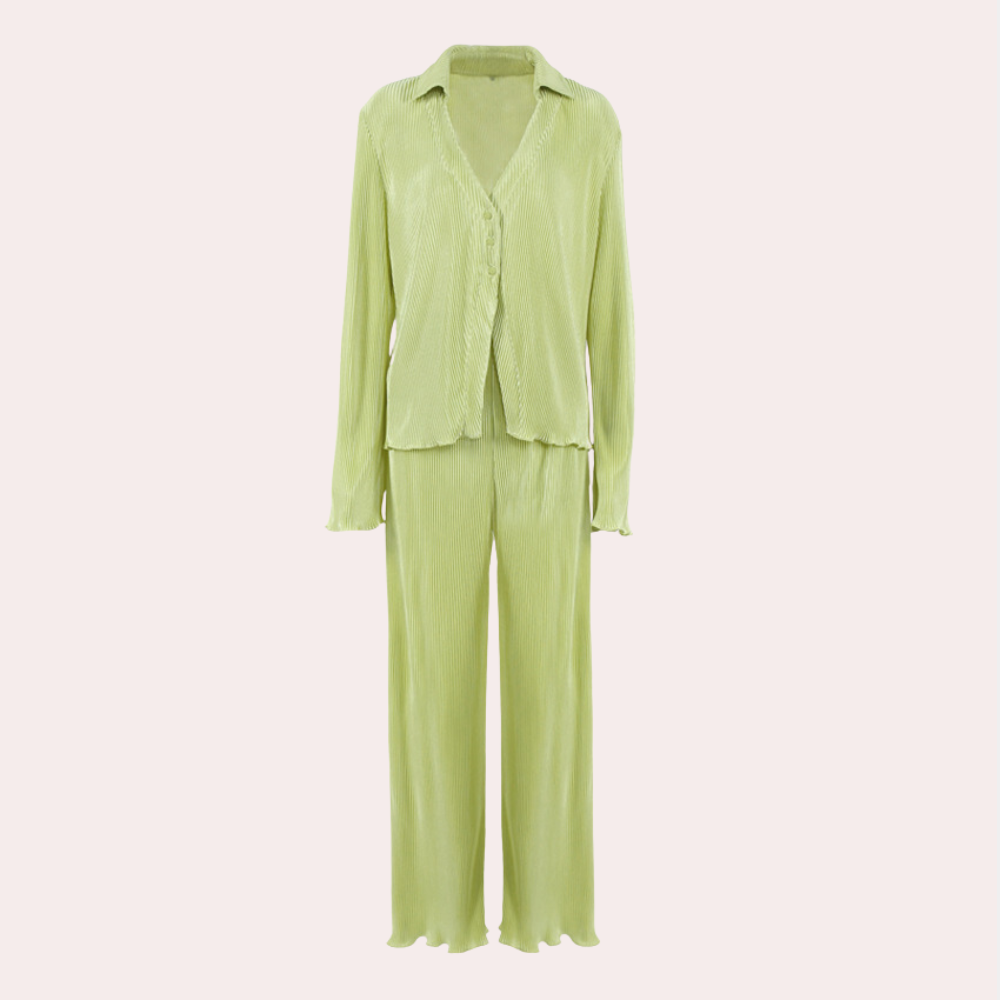 2-delige geplooide loungewear set - elegante zwarte damesoutfit