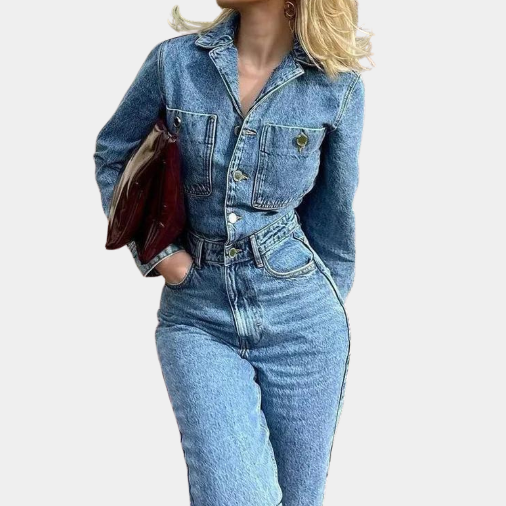 Denim overall - stijlvolle blauwe dames jumpsuit