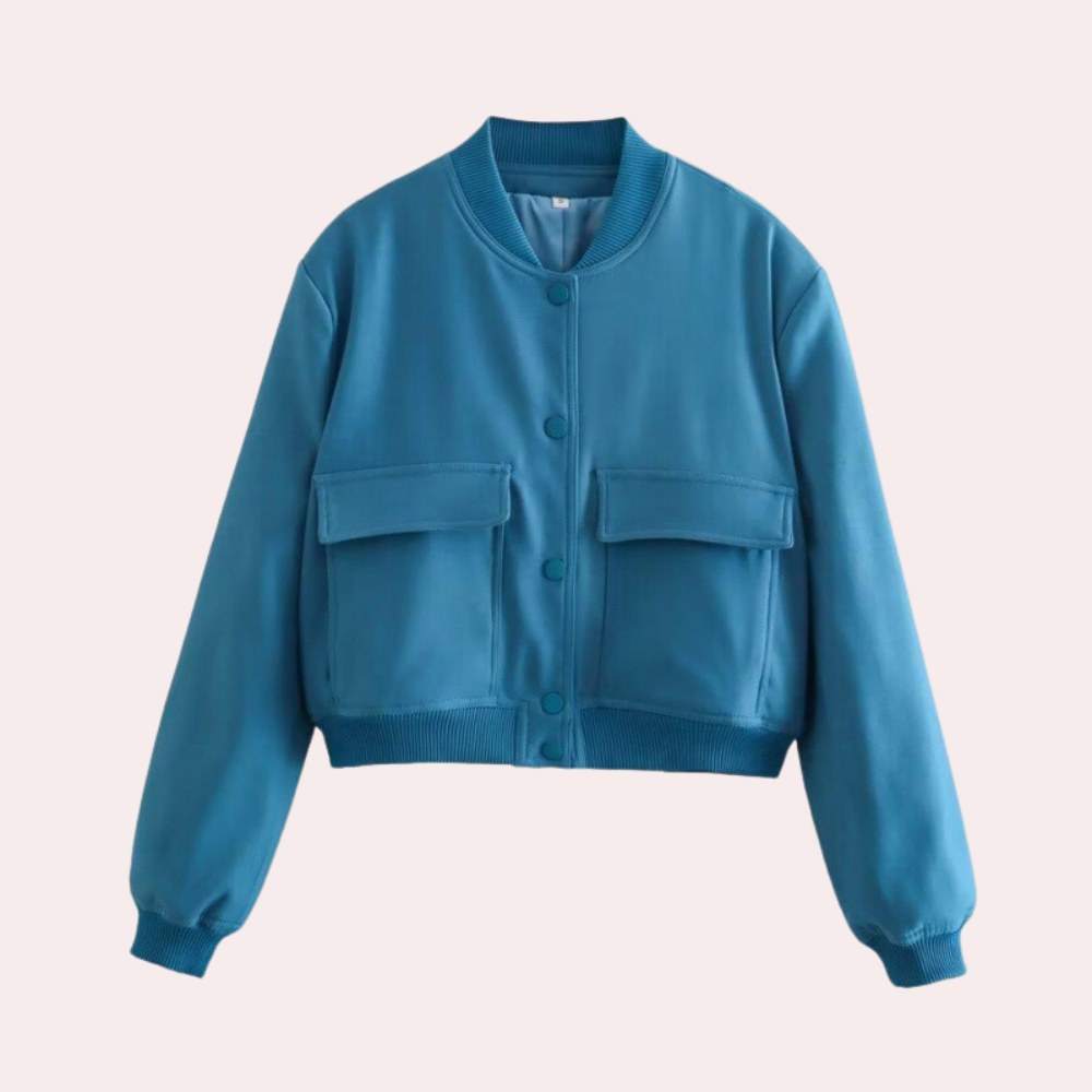 Dames casual bomberjack - trendy buitenjack in marineblauw voor elke dag en overgangsseizoenen
