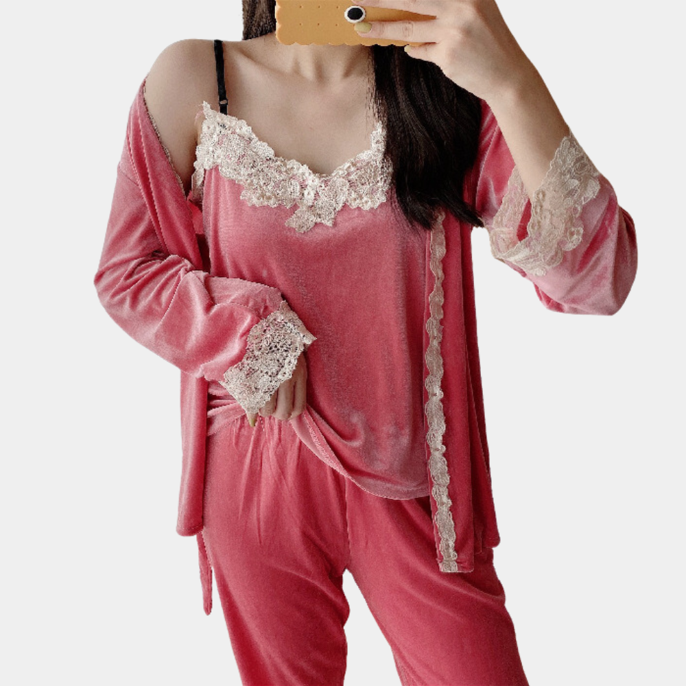 2-delige fluwelen pyjama set - elegante dames slaapmode
