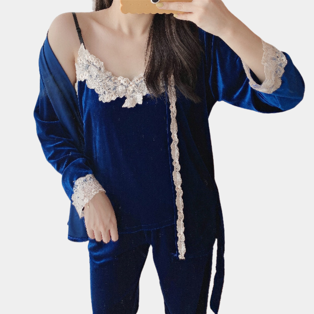 2-delige fluwelen pyjama set - elegante dames slaapmode